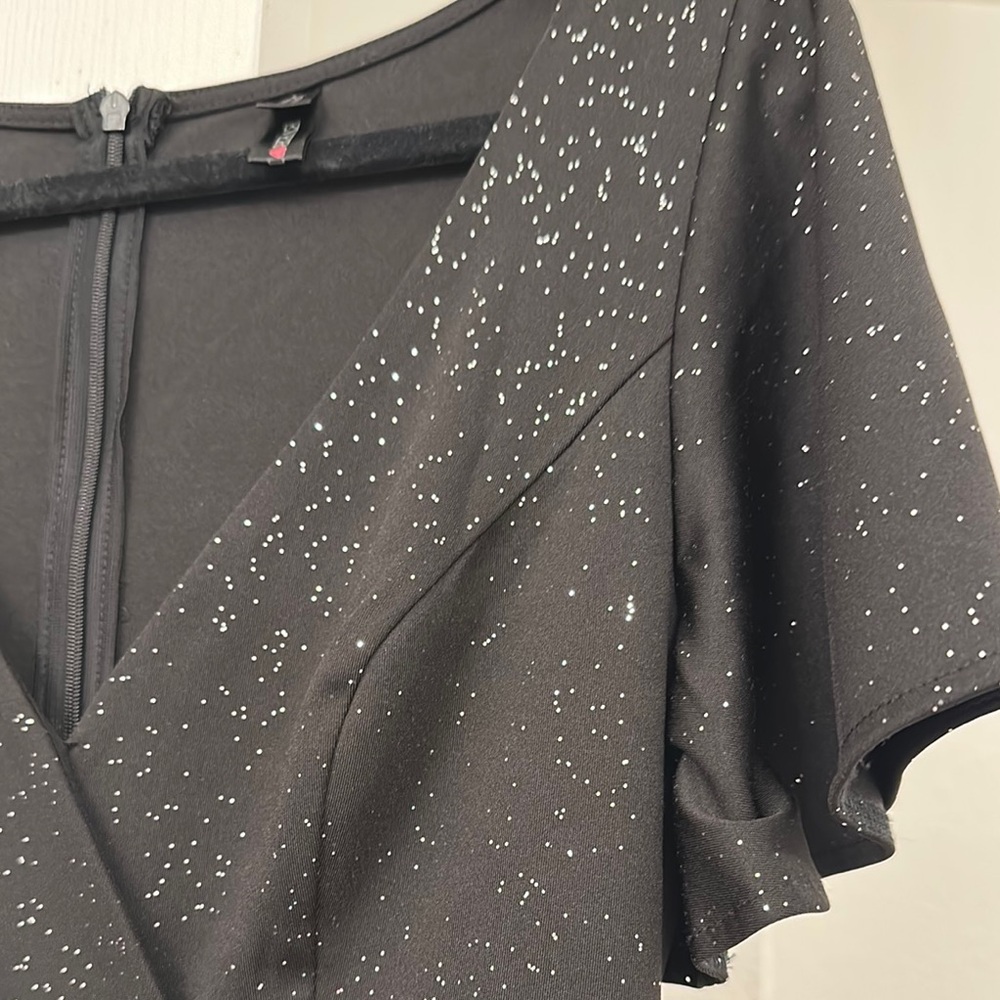 Ever Pretty Black Silver Flutter Sleeve Midi Dress - Picture 7 of 12